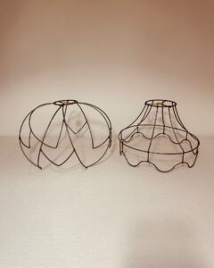 Victorian lampshade wire frame – Closed Tulip and Sine Ring pair