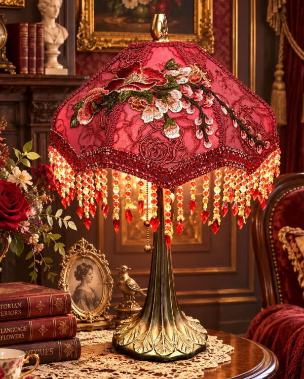 Burgundy Flowers Lampshade