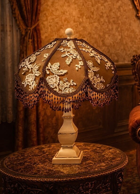 Brown and Ivory Flowers Lampshade