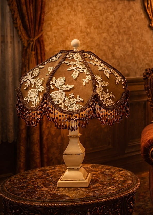 Brown and Ivory Flowers Lampshade