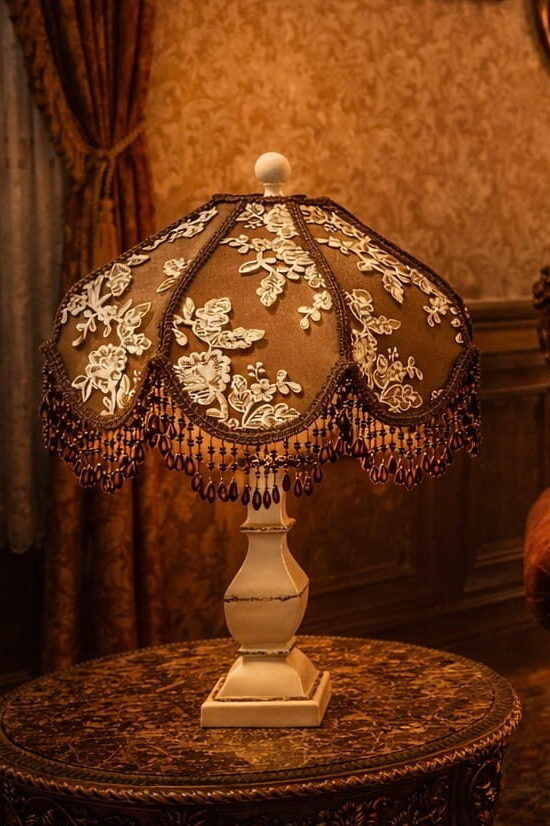 Brown and Ivory Flowers Lampshade