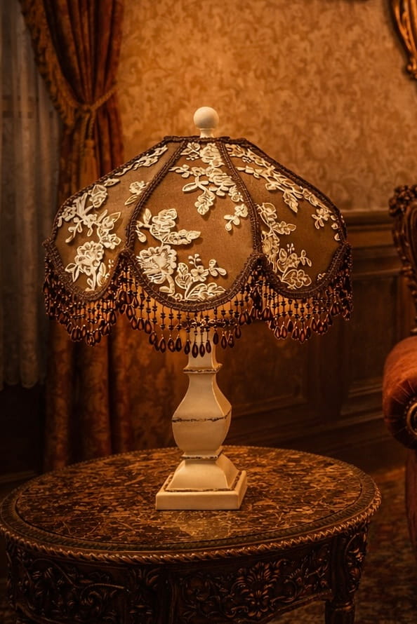 Brown and Ivory Flowers Lampshade