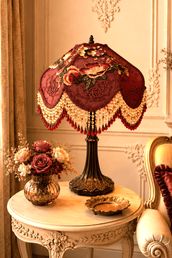 Burgundy Bloom Lampshade