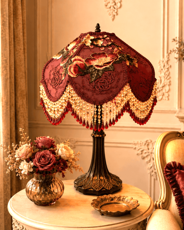 Burgundy Bloom Lampshade